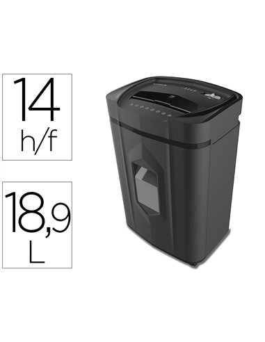 Destructeur q-connect kf17109 securite p4 capacite 14 feuilles clips agrafes cartes et cd.