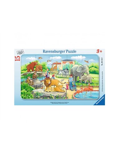 Puzzles carton 15 pieces ravensburger excursion au zoo 1 puzzle de 15 pieces et 1 cadre.
