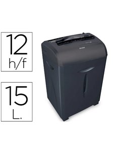 Destructeur q-connect q12cc automatique coupe croisée 5.6x55mm capacité 12f détruit trombones 15l 317x226x515mm 7.3kg.