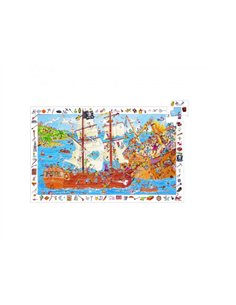 Puzzles carton d observation djeco les pirates 100 pieces et 1 poster modele.