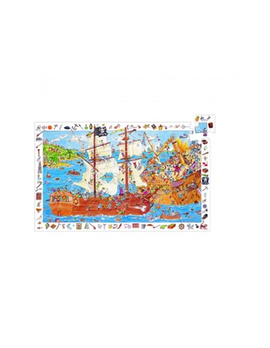 Puzzles carton d observation djeco les pirates 100 pieces et 1 poster modele.
