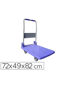 Chariot pliant viso metal polypropylene 2 roues fixes 2 pivotantes patins antiderapants plateforme 72x49cm charge 150kg.