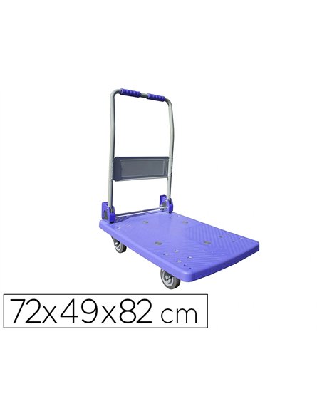 Chariot pliant viso metal polypropylene 2 roues fixes 2 pivotantes patins antiderapants plateforme 72x49cm charge 150kg.