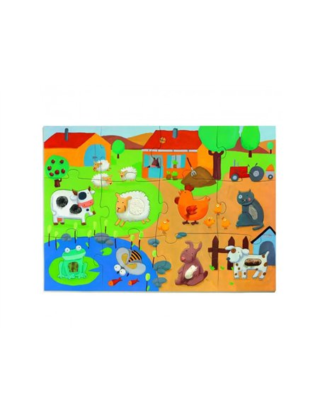 Puzzles geants djeco tactiloferme grandes pieces 20 pieces.