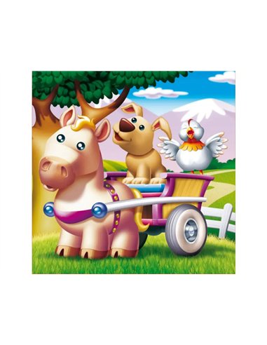 Puzzles progressifs educa les animaux de la ferme en carton epais 4 puzzles 6 9 12 et 16 pieces.