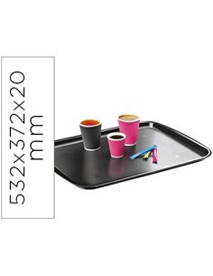 Plateau rectangulaire cep polycarbonate 53.2x37.2x2cm grande dimension design sobre résistant empilable coloris noir.