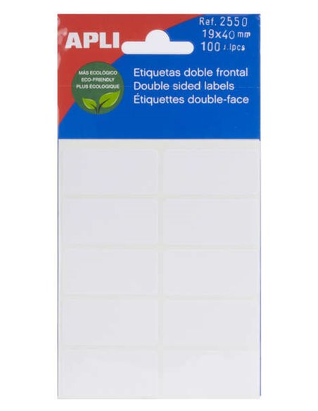 Étiquettes blanches double face Apli 19,0 x 40,0 mm