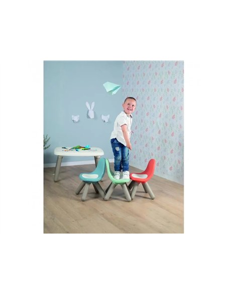 Table enfant smoby toys en plastique pieds souffles 4 enfants utilisation interieure 76x52x45cm.