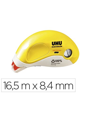 Colle uhu glue roller permanent rechargeable ergonomique 16.5mx8.4mm.