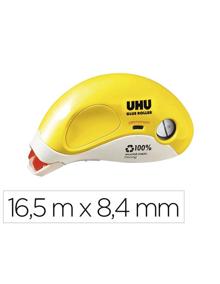 Colle uhu glue roller permanent rechargeable ergonomique 16.5mx8.4mm.
