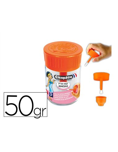 P'tit pot cleopatre colle adhesive transparente hypoallergenique 50 gr pinceau integre.