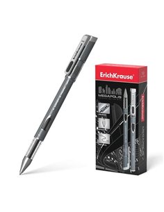 Stylo gel Erichkrause Megapolis - Pointe 0,5 mm - Corps rond opaque - Fenêtre de contrôle de l'encre - Noir