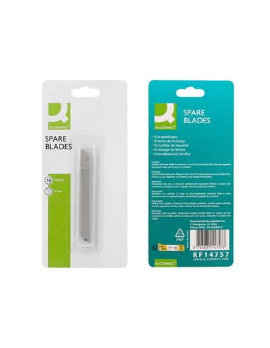Lame 9mm de rechange q-connectpour cutters kf10631/kf00234/kf10940/kf10938/kf10934 blister 10 unites.
