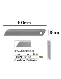 Lame 18mm de rechange q-connect pour cutters kf10632/kf10635/kf10937/kf10634 blister 12 unites. 2