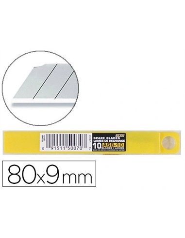 Lame rechange olfa cutter 9mm acier inoxydable étui 10 unités.