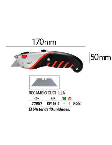 Cutter xd-8300 q-connect en metal et caoutchouc lame 18mm retrtactable interchangeable avec frein de securite.