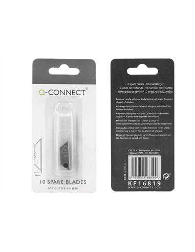 Lame rechange q-connect cutter étroit 9mm blister 10 unités.