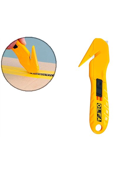 Cutter olfa securite lame sk10 corps abs ergot metal lame peu visible lors de la coupe.