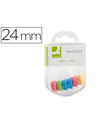 Aimant q-connect diamètre 20mm affichage signalisation toutes surfaces métalliques coloris assortis boîte 6 unités.