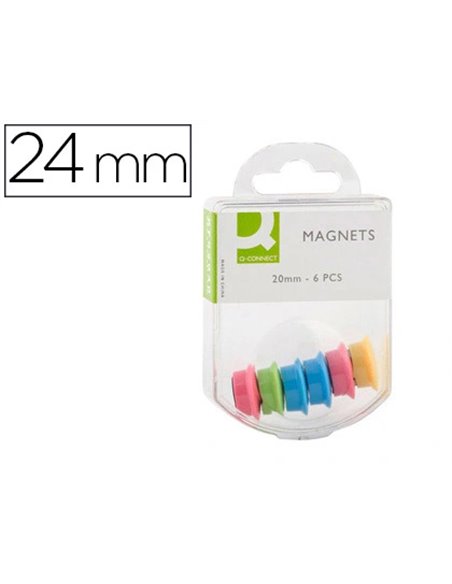 Aimant q-connect diamètre 20mm affichage signalisation toutes surfaces métalliques coloris assortis boîte 6 unités.