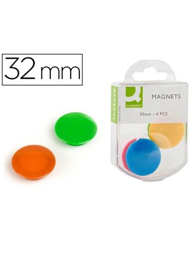 Aimant q-connect diamètre 25mm affichage signalisation toutes surfaces métalliques coloris assortis boîte 4 unités.
