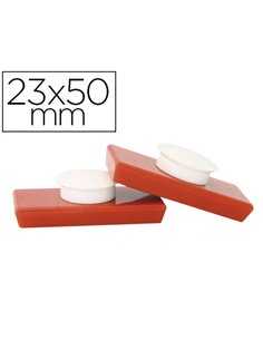 Aimant super-puissant safetool rectangulaire puissance 2100g 23x50mm coloris rouge étui 2 unités b 1148-02.