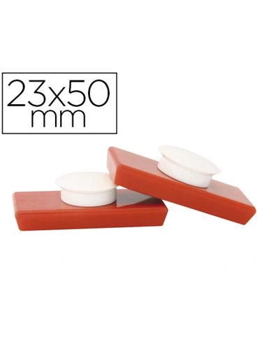 Aimant super-puissant safetool rectangulaire puissance 2100g 23x50mm coloris rouge étui 2 unités b 1148-02.
