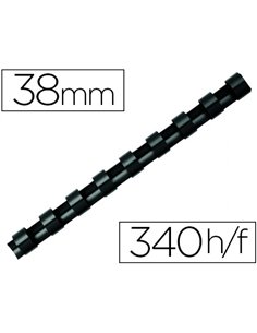 Anneau plastique à relier fellowes format a4 21 anneaux diamètre 38mm 38x38x300mm capacité 340f coloris noir boîte 50u.