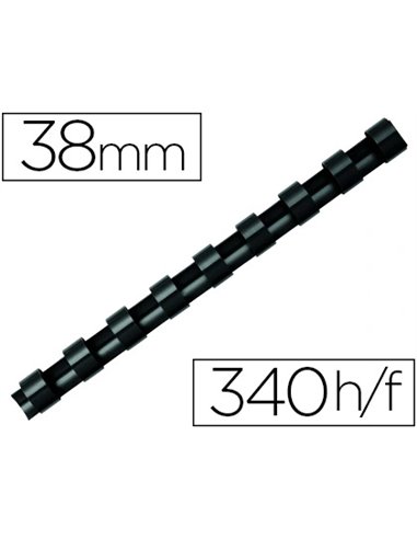 Anneau plastique à relier fellowes format a4 21 anneaux diamètre 38mm 38x38x300mm capacité 340f coloris noir boîte 50u.