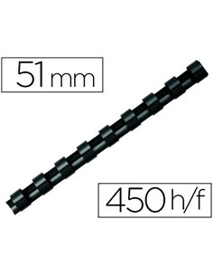 Anneau plastique à relier fellowes format a4 21 anneaux diamètre 51mm 51x51x300mm capacité 450f coloris noir boîte 50u.