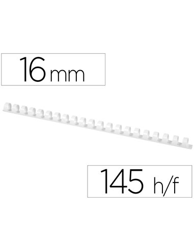 Anneau plastique à relier q-connect capacité 120f 16mm diamètre coloris blanc boîte 50 unités.