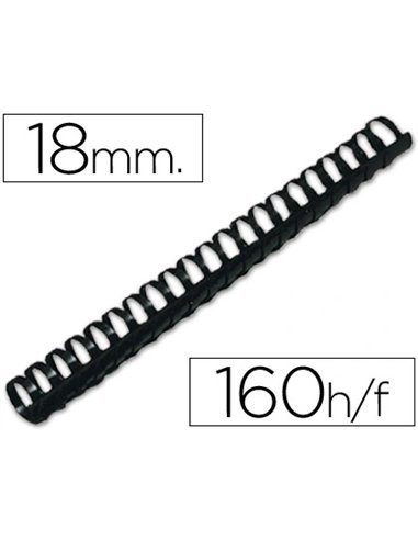 Anneau plastique à relier q-connect capacité 150f 18mm diamètre coloris noir boîte 50 unités.