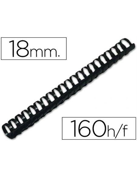 Anneau plastique à relier q-connect capacité 150f 18mm diamètre coloris noir boîte 50 unités.