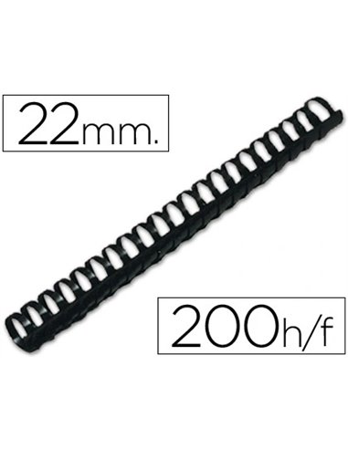 Anneau plastique à relier q-connect capacité 180f 22mm diamètre coloris noir boîte 50 unités.