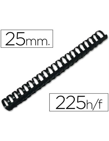 Anneau plastique à relier q-connect capacité 200f 25mm diamètre coloris noir boîte 50 unités.