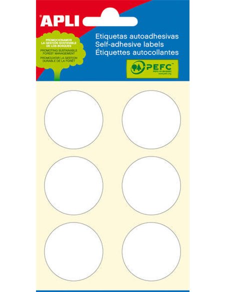 Étiquettes blanches pour mini-sacs Apli Ø 32,0 mm, 6 feuilles