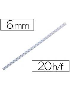 Anneau plastique à relier q-connect capacité 20f 6mm diamètre coloris blanc boîte 100 unités.
