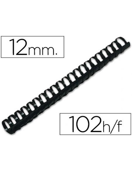 Anneau plastique à relier q-connect capacité 80f 12mm diamètre coloris noir boîte 100 unités.