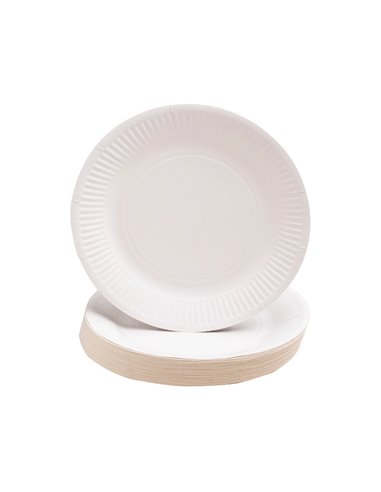Assiette exacompta carton rond diam. 23cm coloris blanc paquet 50 unites.