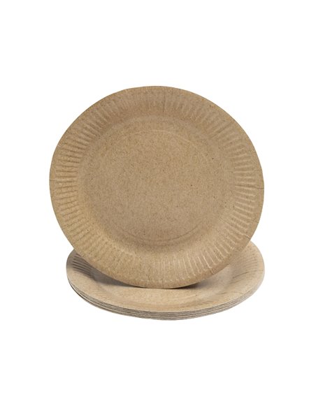 Assiette exacompta carton rond diam. 23cm coloris kraft paquet 20 unites.