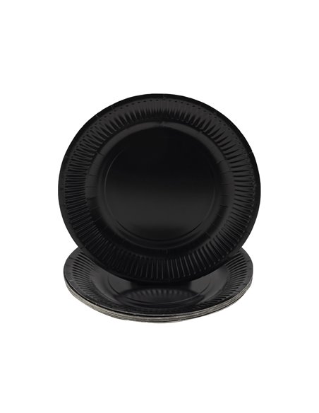 Assiette exacompta carton rond diam. 23cm coloris noir paquet 20 unites.