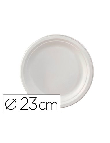 Assiette plate ivoire coldis fibres vegetales biodegradable diametre 23cm sachet 50 unites.
