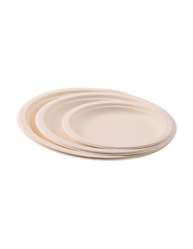 Assiette plate ivoire coldis fibres vegetales biodegradable diametre 23cm sachet 50 unites.