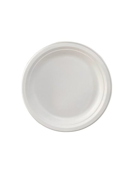 Assiette plate ivoire coldis fibres vegetales biodegradable diametre 23cm sachet 50 unites.
