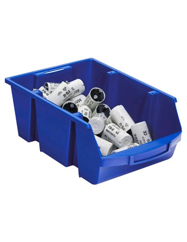 Bac a bec viso polypropylene empilable resistant grande ouverture porte-etiquette 15,7x10,1x7cm bleu.