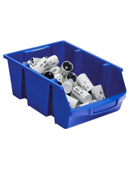 Bac a bec viso polypropylene empilable resistant grande ouverture porte-etiquette 45,5x30x17,5cm 28l bleu.