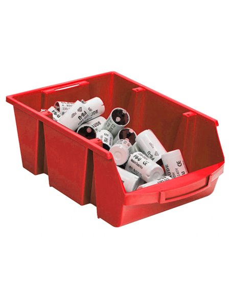 Bac a bec viso polypropylene empilable resistant grande ouverture porte-etiquette 45,5x30x17,5cm 28l rouge.