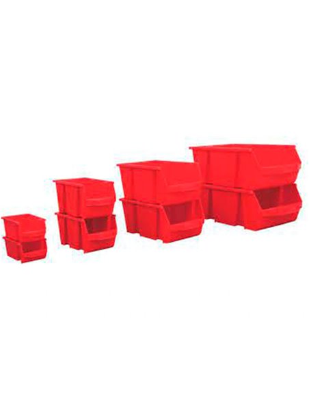 Bac a bec viso polypropylene empilable resistant grande ouverture porte-etiquette 45,5x30x17,5cm 28l rouge.