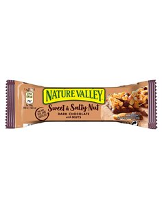 Barre de cereales nature valley sweet & salty chocolat noir et noix 30g.