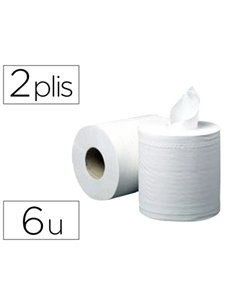 Bobine essuyage dévidange centrale 20x30cm 450 feuilles prédécoupées pack 6 unités.